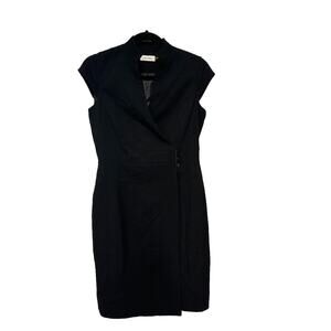 Calvin Klein Black Cap Sleeve Sheath Dress Size 4 Lined Workwear LBD